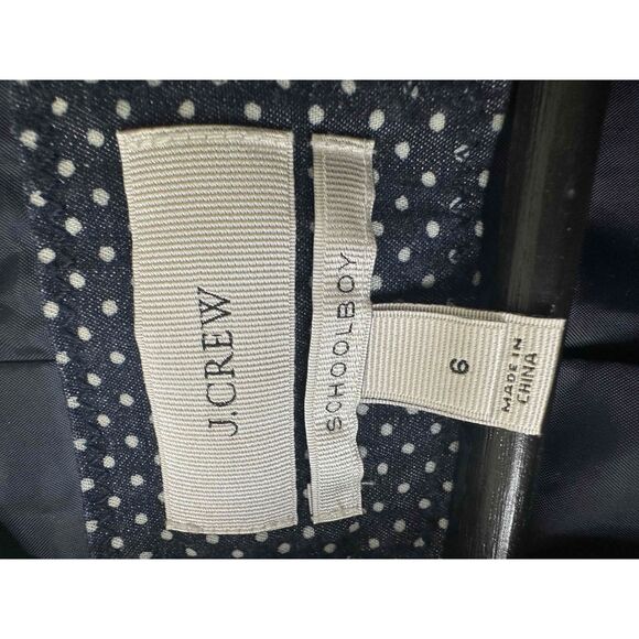 J.Crew Jacket Womens Size 6 Blue White Blazer Polka Dot Two Button Schoolboy - Picture 3 of 12